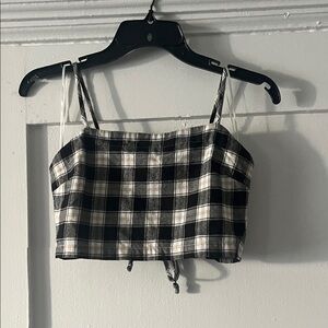 Cotton Candy Black and White Plaid Crop Top